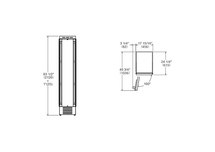 45 cm Built-in Freezer Column Panel Ready | Bertazzoni